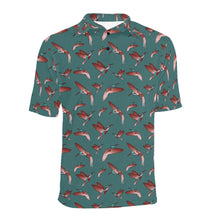 Load image into Gallery viewer, Red Swift Turquoise Men&#39;s All Over Print Polo Shirt (Model T55) Men&#39;s Polo Shirt (Model T55) e-joyer 
