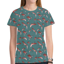 Load image into Gallery viewer, Red Swift Turquoise New All Over Print T-shirt for Women (Model T45) tshirt e-joyer 
