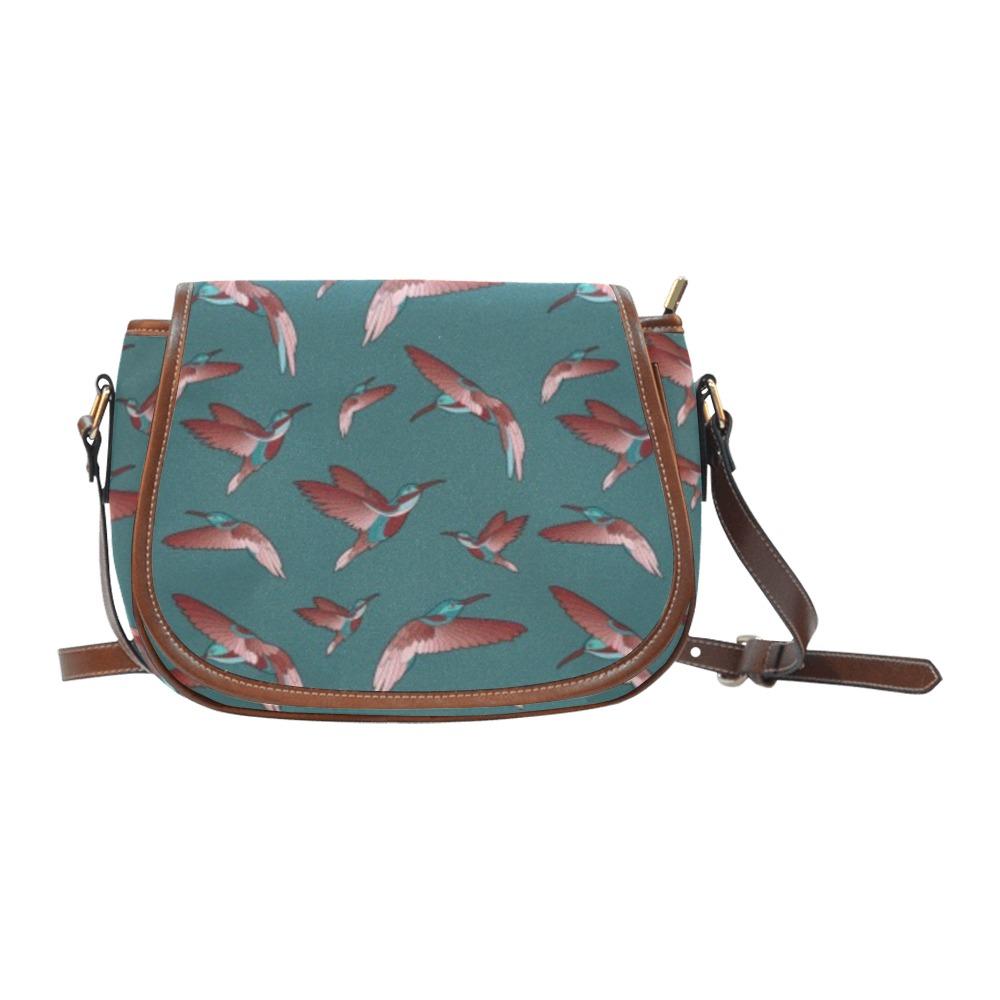 Red Swift Turquoise Saddle Bag/Small (Model 1649) Full Customization Saddle Bag/Small (Full Customization) e-joyer 