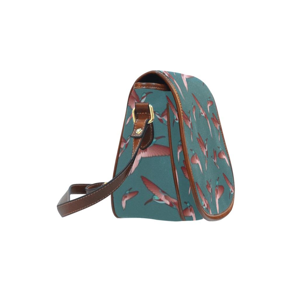 Red Swift Turquoise Saddle Bag/Small (Model 1649) Full Customization Saddle Bag/Small (Full Customization) e-joyer 