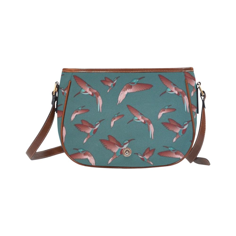 Red Swift Turquoise Saddle Bag/Small (Model 1649) Full Customization Saddle Bag/Small (Full Customization) e-joyer 