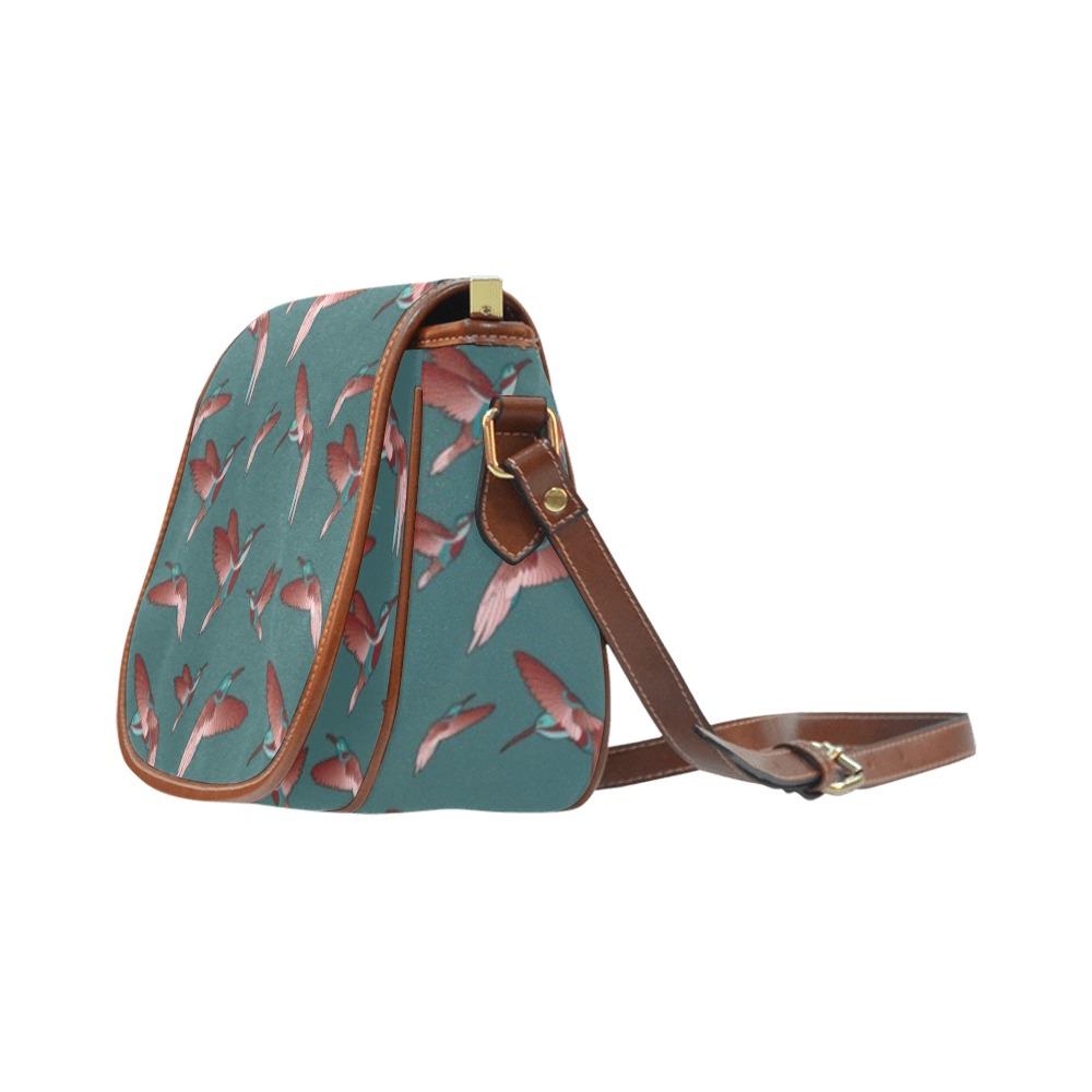 Red Swift Turquoise Saddle Bag/Small (Model 1649) Full Customization Saddle Bag/Small (Full Customization) e-joyer 