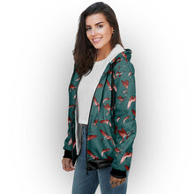 Load image into Gallery viewer, Red Swift Turquoise Sherpa Hoodie hoodie Herman 
