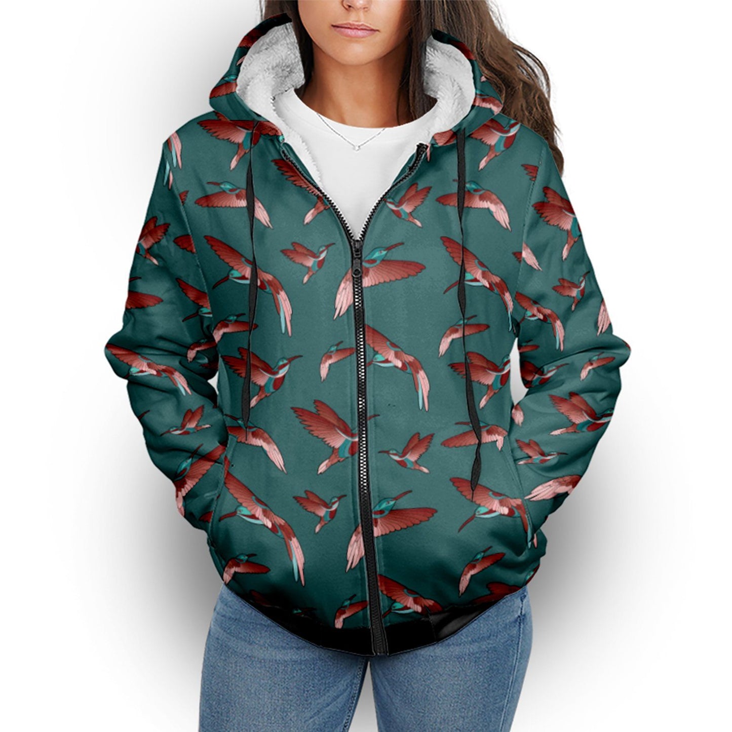 Red Swift Turquoise Sherpa Hoodie hoodie Herman 