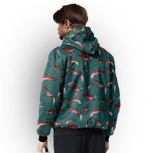 Load image into Gallery viewer, Red Swift Turquoise Sherpa Hoodie hoodie Herman 
