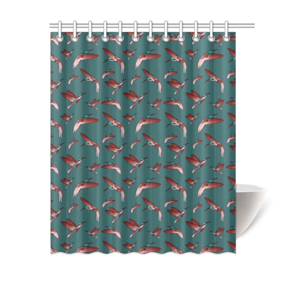 Red Swift Turquoise Shower Curtain 60
