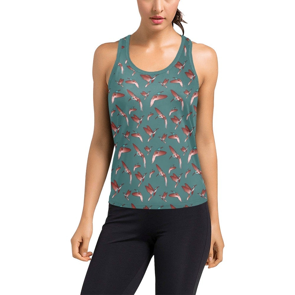 Red Swift Turquoise Women's Racerback Tank Top (Model T60) Racerback Tank Top (T60) e-joyer 