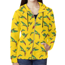 Load image into Gallery viewer, Red Swift Yellow All Over Print Full Zip Hoodie for Women (Model H14) All Over Print Full Zip Hoodie for Women (H14) e-joyer 
