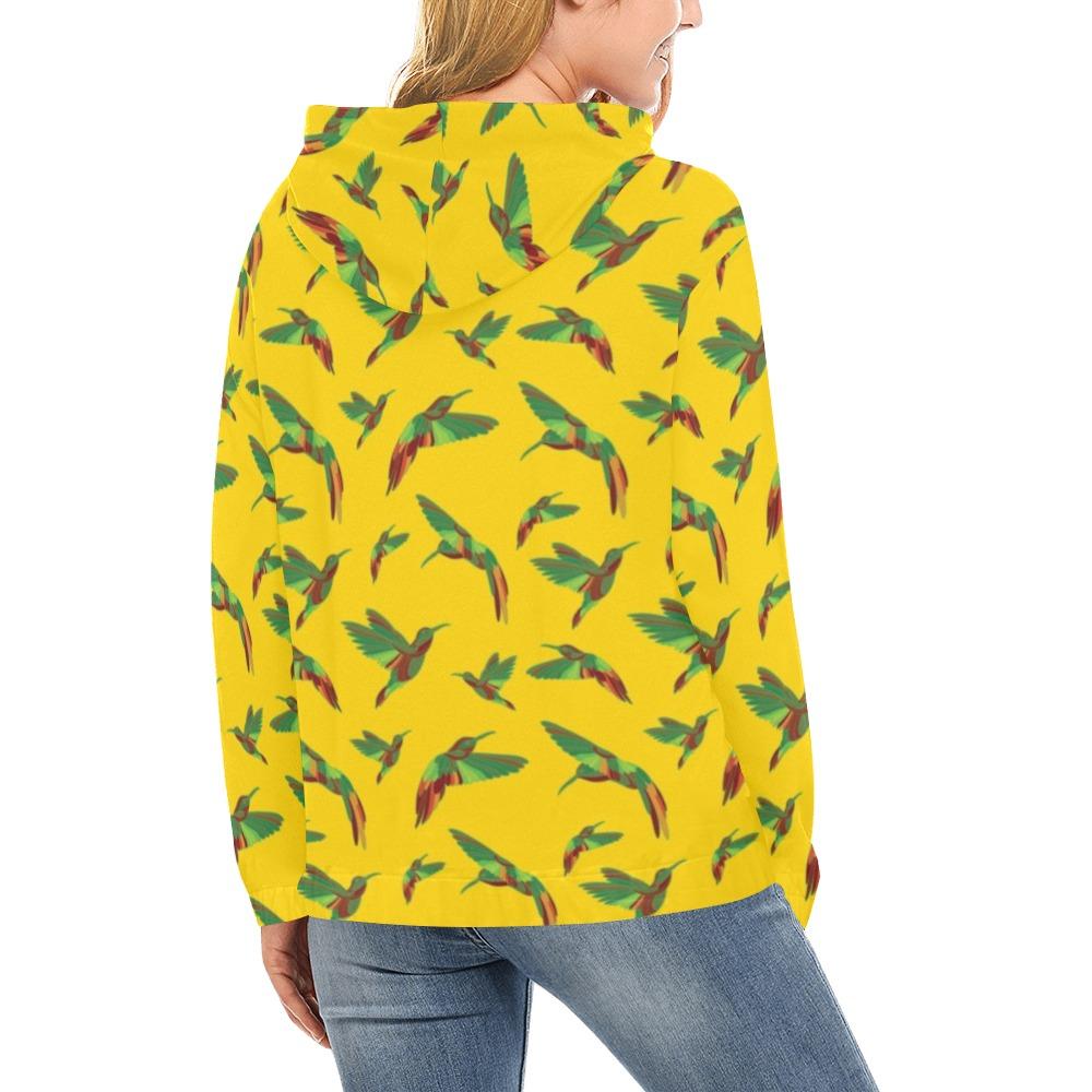 Red Swift Yellow All Over Print Hoodie for Women (USA Size) (Model H13) All Over Print Hoodie for Women (H13) e-joyer 