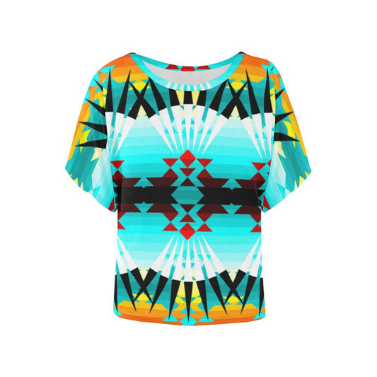 Ribbonwork Bustles Women's Batwing-Sleeved Blouse T shirt (Model T44) Women's Batwing-Sleeved Blouse T shirt (T44) e-joyer 
