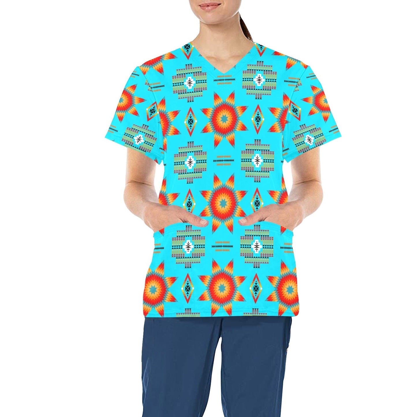 Rising Star Harvest Moon All Over Print Scrub Top Scrub Top e-joyer 