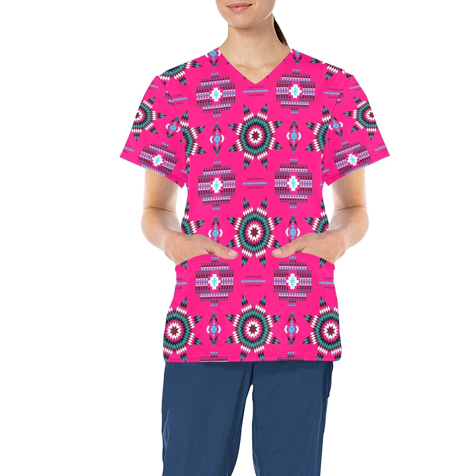 Rising Star Strawberry Moon All Over Print Scrub Top Scrub Top e-joyer 