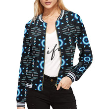 Load image into Gallery viewer, Rising Star Wolf Moon All Over Print Bomber Jacket for Women (Model H21) All Over Print Bomber Jacket for Women (H21) e-joyer 
