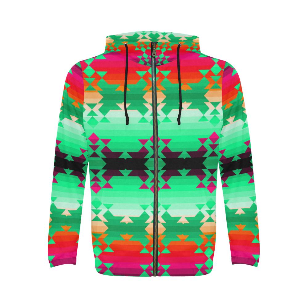 River Ribbonwork All Over Print Full Zip Hoodie for Men (Model H14) All Over Print Full Zip Hoodie for Men e-joyer 