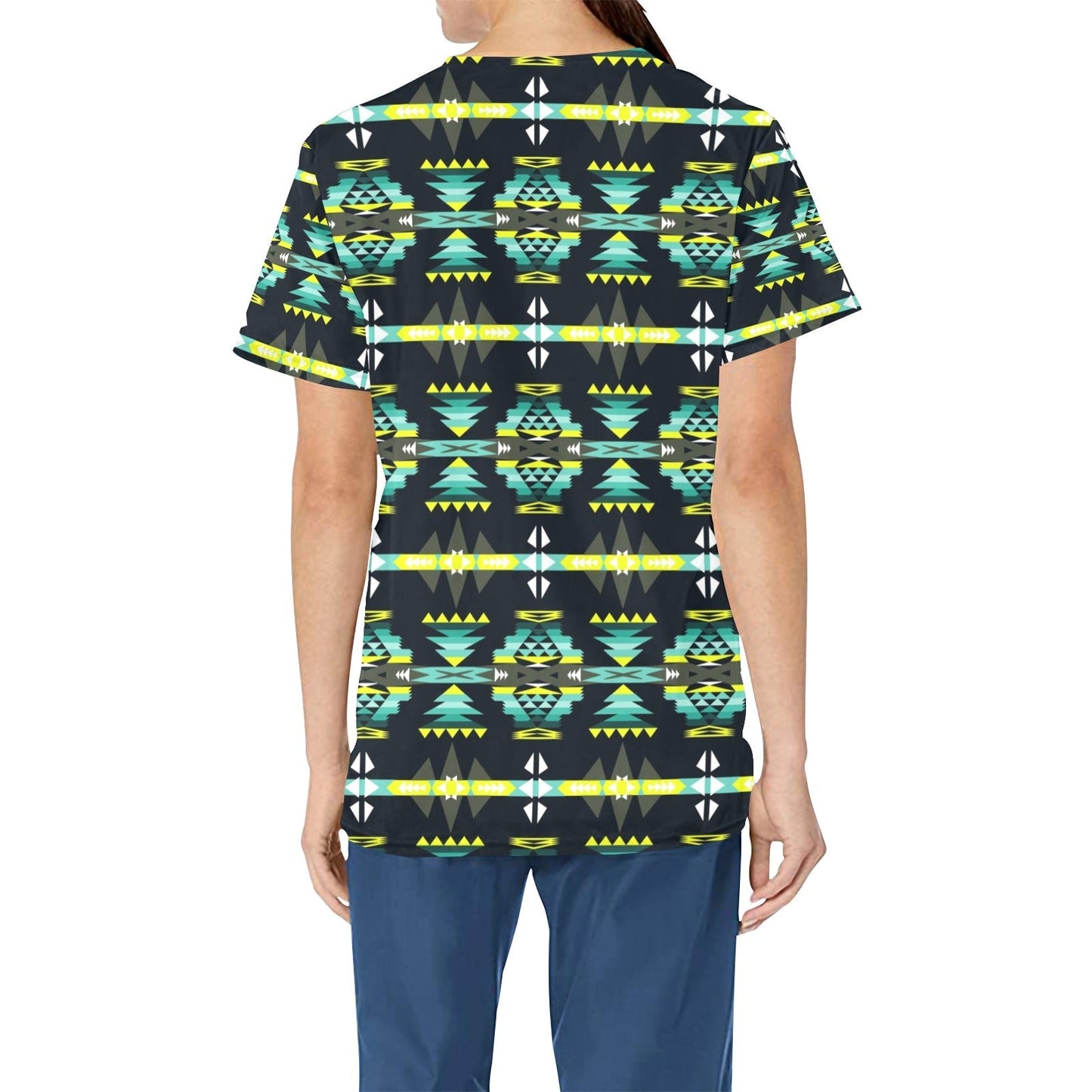 River Trail All Over Print Scrub Top Scrub Top e-joyer 