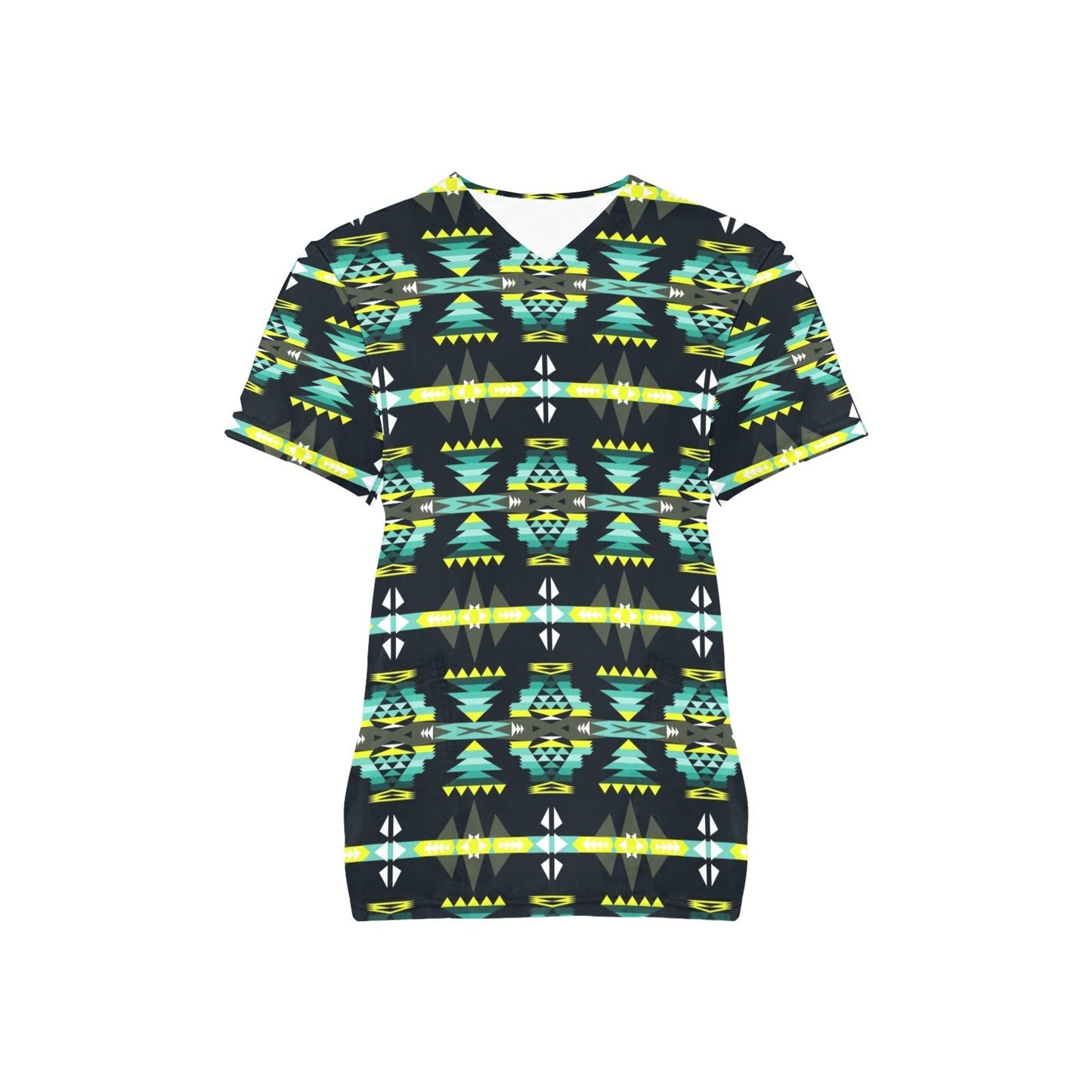 River Trail All Over Print Scrub Top Scrub Top e-joyer 