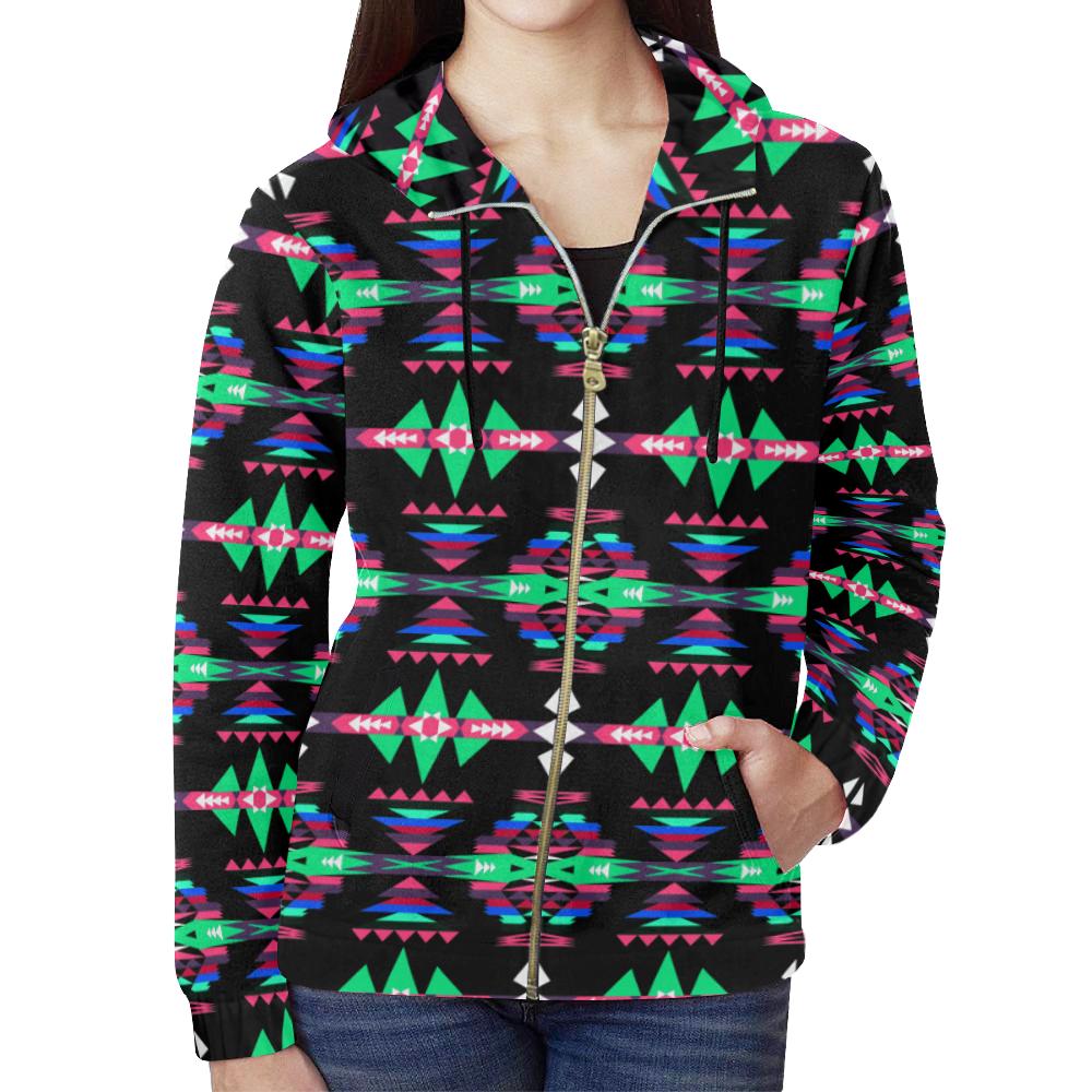 River Trail Journey All Over Print Full Zip Hoodie for Women (Model H14) All Over Print Full Zip Hoodie for Women (H14) e-joyer 