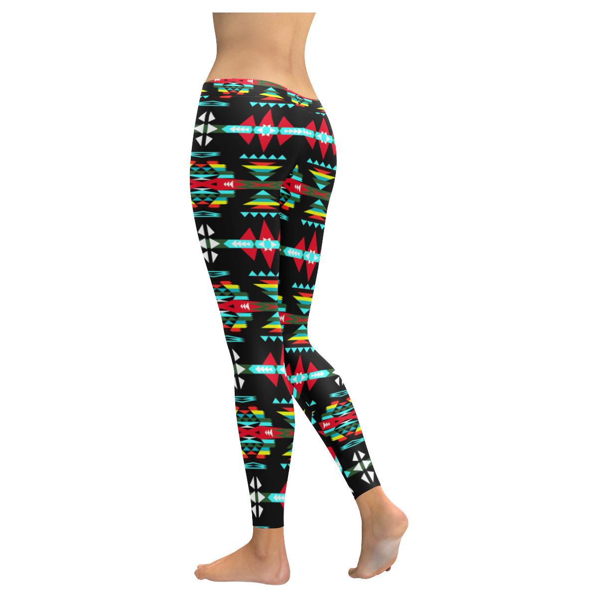 River Trail Sunset Low Rise Leggings (Invisible Stitch) (Model L05) Low Rise Leggings (Invisible Stitch) (L05) e-joyer 