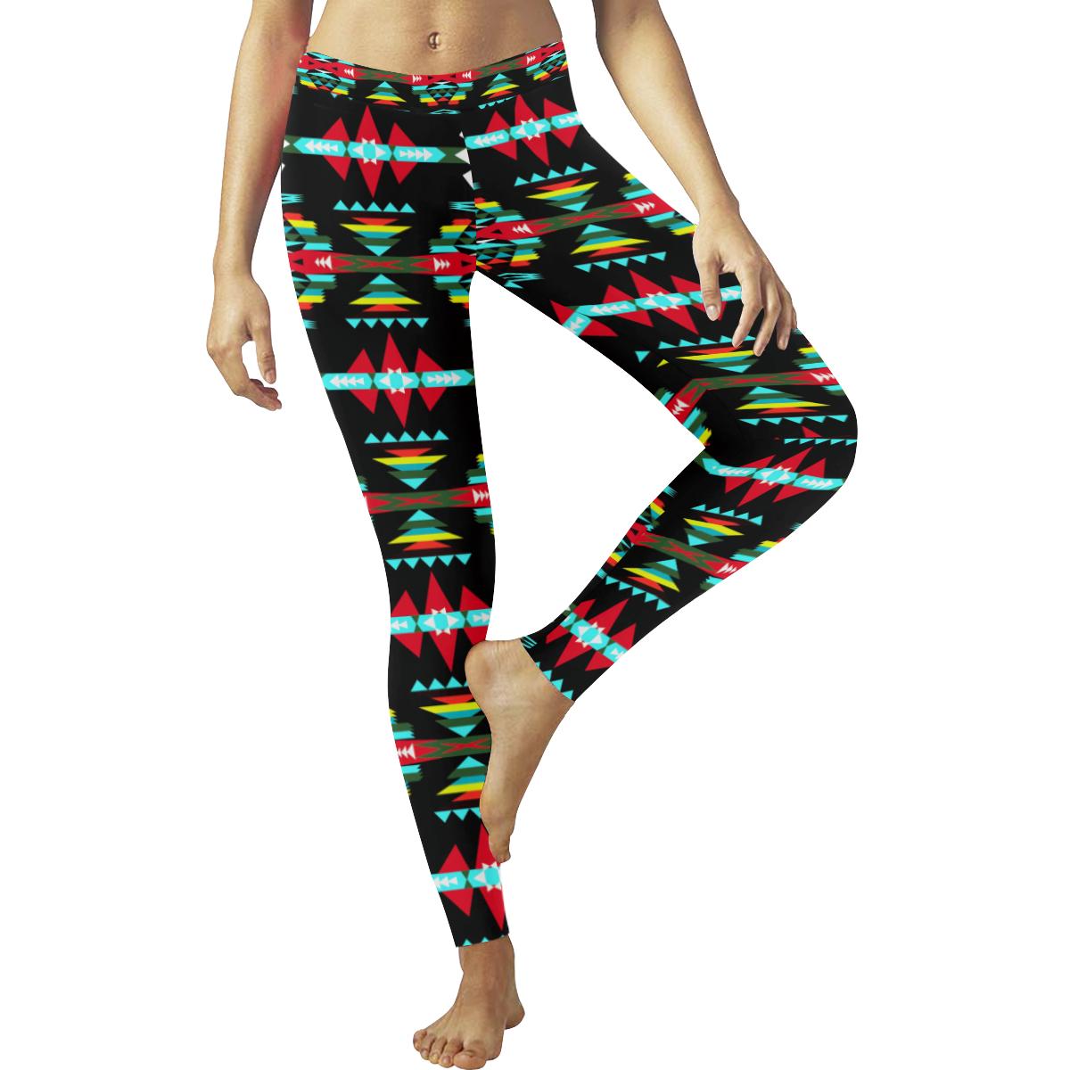 River Trail Sunset Low Rise Leggings (Invisible Stitch) (Model L05) Low Rise Leggings (Invisible Stitch) (L05) e-joyer 