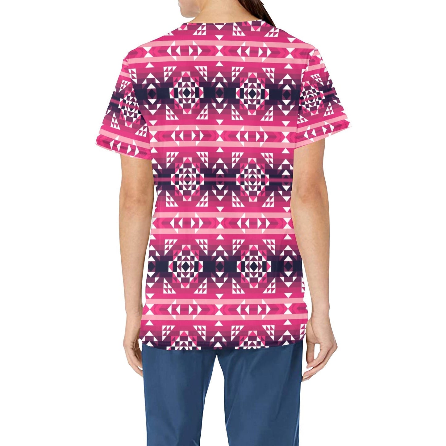 Royal Airspace Red All Over Print Scrub Top Scrub Top e-joyer 