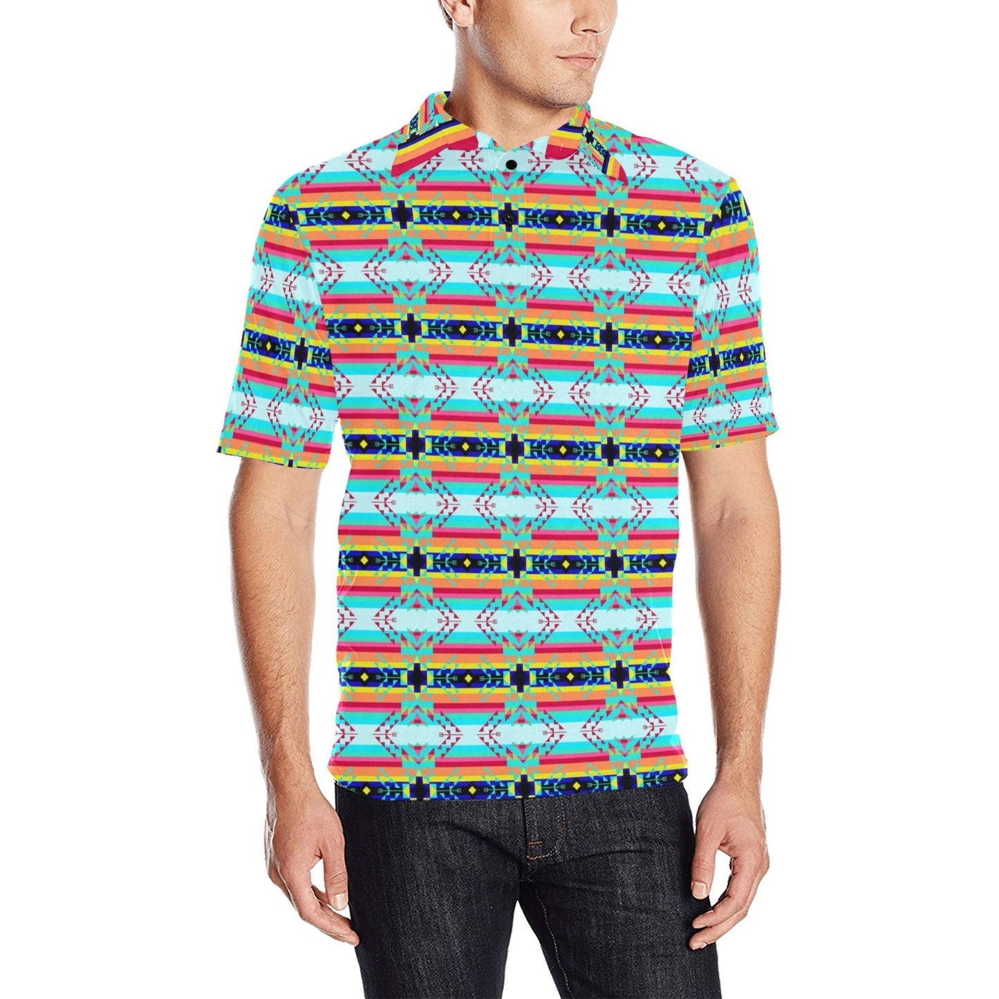 Sacred Spring Men's All Over Print Polo Shirt (Model T55) Men's Polo Shirt (Model T55) e-joyer 