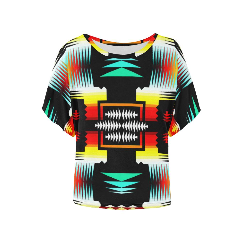 Sage Fire Women's Batwing-Sleeved Blouse T shirt (Model T44) Women's Batwing-Sleeved Blouse T shirt (T44) e-joyer 