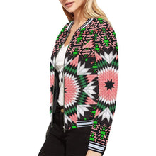 Load image into Gallery viewer, Salmon Pink Star All Over Print Bomber Jacket for Women (Model H21) All Over Print Bomber Jacket for Women (H21) e-joyer 
