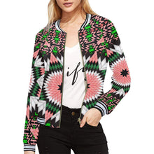 Load image into Gallery viewer, Salmon Pink Star All Over Print Bomber Jacket for Women (Model H21) All Over Print Bomber Jacket for Women (H21) e-joyer 
