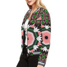 Load image into Gallery viewer, Salmon Pink Star All Over Print Bomber Jacket for Women (Model H21) All Over Print Bomber Jacket for Women (H21) e-joyer 
