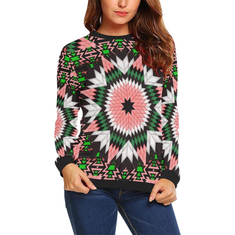 Salmon Pink Star All Over Print Crewneck Sweatshirt for Women (Model H18) Crewneck Sweatshirt for Women (H18) e-joyer 