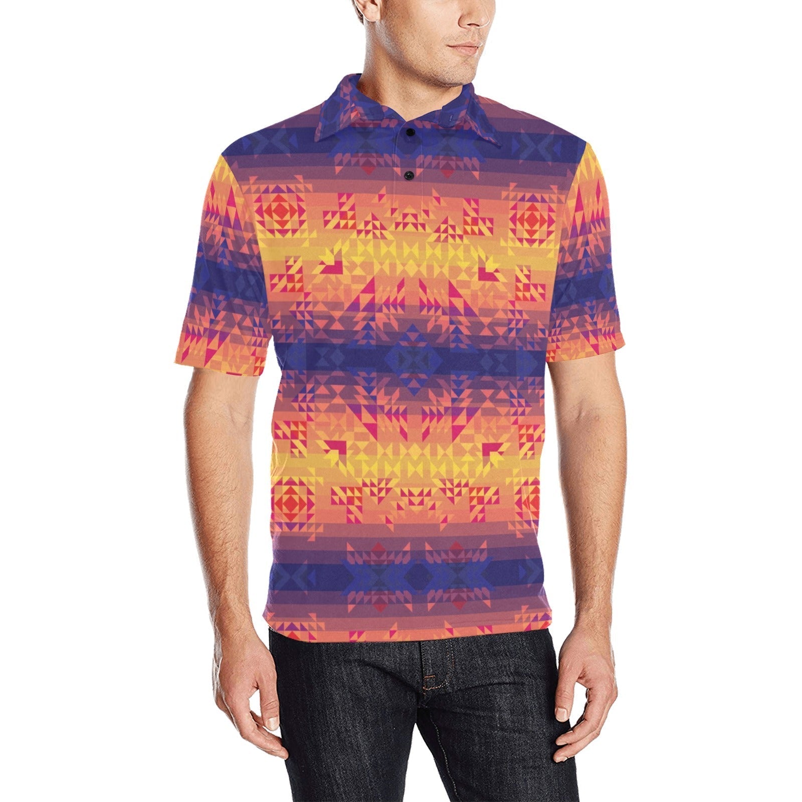 Soleil Indigo Men's All Over Print Polo Shirt (Model T55) Men's Polo Shirt (Model T55) e-joyer 