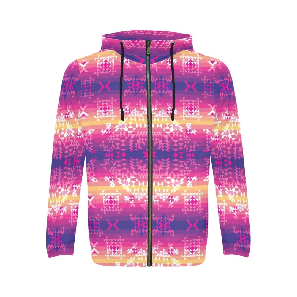 Soleil Overlay All Over Print Full Zip Hoodie for Men (Model H14) hoodie e-joyer 