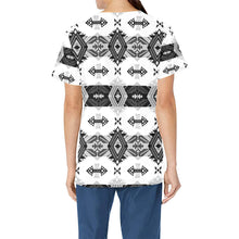 Load image into Gallery viewer, Sovereign Nation Black and White All Over Print Scrub Top Scrub Top e-joyer 
