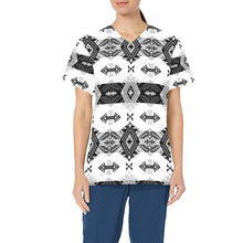 Load image into Gallery viewer, Sovereign Nation Black and White All Over Print Scrub Top Scrub Top e-joyer 
