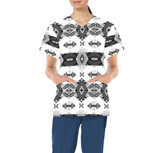 Load image into Gallery viewer, Sovereign Nation Black and White All Over Print Scrub Top Scrub Top e-joyer 
