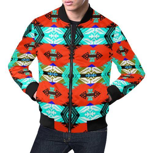 Sovereign Nation Blue All Over Print Bomber Jacket for Men/Large Size (Model H19) All Over Print Bomber Jacket for Men/Large (H19) e-joyer 