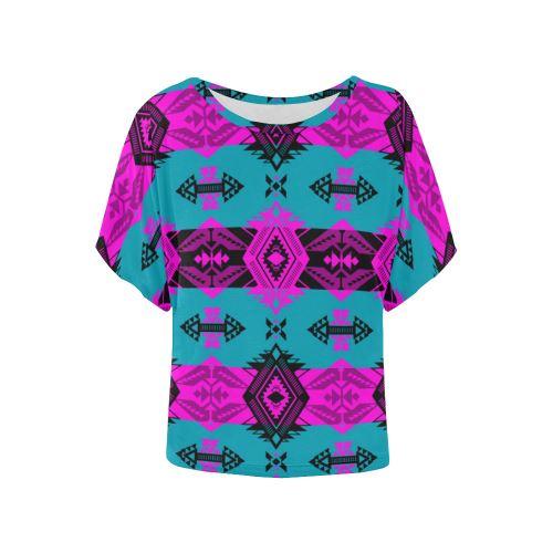 Sovereign Nation Deep Lake and Sunset Batwing Blouse – Women's Top by 49 Dzine