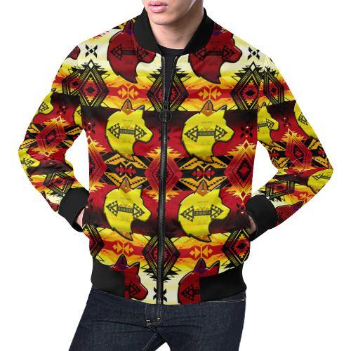 Sovereign Nation Fire with Wolf All Over Print Bomber Jacket for Men/Large Size (Model H19) All Over Print Bomber Jacket for Men/Large (H19) e-joyer 