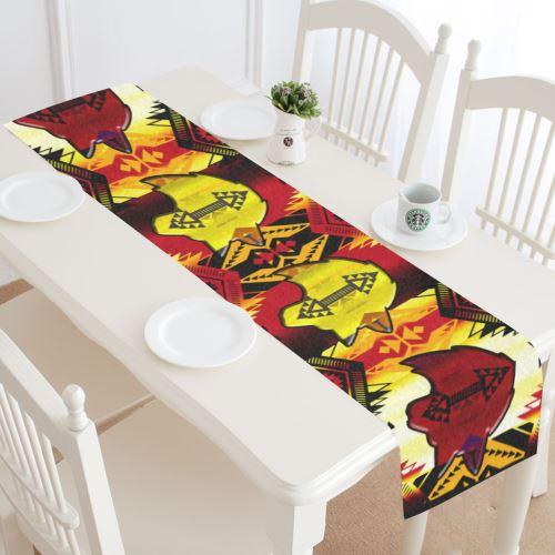 Sovereign Nation Fire with Wolf Table Runner 16x72 inch Table Runner 16x72 inch e-joyer 