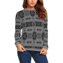 Load image into Gallery viewer, Sovereign Nation Gray All Over Print Crewneck Sweatshirt for Women (Model H18) Crewneck Sweatshirt for Women (H18) e-joyer 
