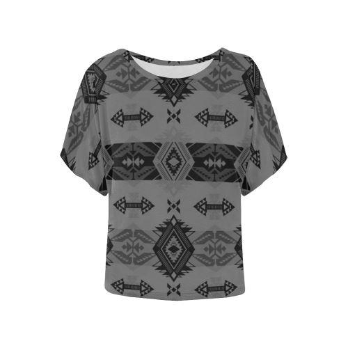 Sovereign Nation Gray Batwing Blouse – Women's Top by 49 Dzine