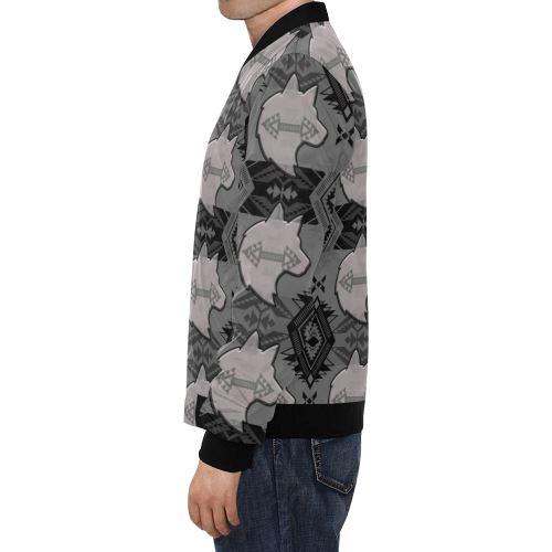 Sovereign Nation Gray with Wolf All Over Print Bomber Jacket for Men/Large Size (Model H19) All Over Print Bomber Jacket for Men/Large (H19) e-joyer 