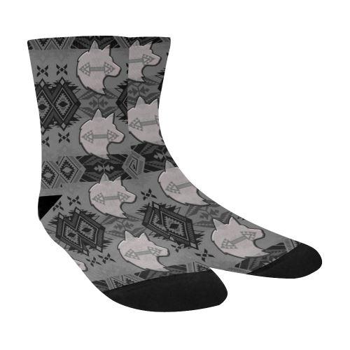 Sovereign Nation Gray with Wolf Crew Socks Crew Socks e-joyer 