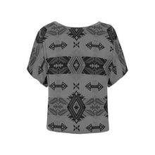 Load image into Gallery viewer, Sovereign Nation Gray Women&#39;s Batwing-Sleeved Blouse T shirt (Model T44) Women&#39;s Batwing-Sleeved Blouse T shirt (T44) e-joyer 
