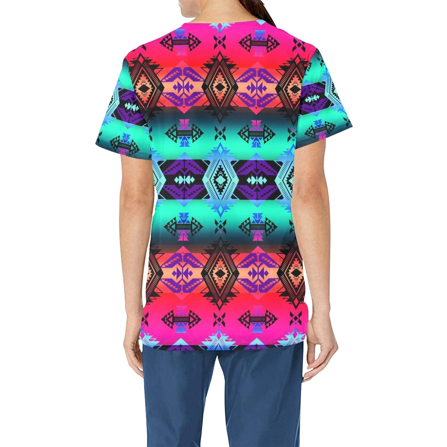 Sovereign Nation Sunrise All Over Print Scrub Top Scrub Top e-joyer 