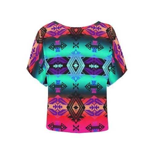 Sovereign Nation Sunrise Women's Batwing-Sleeved Blouse T shirt (Model T44) Women's Batwing-Sleeved Blouse T shirt (T44) e-joyer 