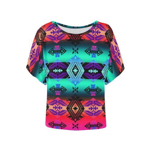 Sovereign Nation Sunrise Women's Batwing-Sleeved Blouse T shirt (Model T44) Women's Batwing-Sleeved Blouse T shirt (T44) e-joyer 