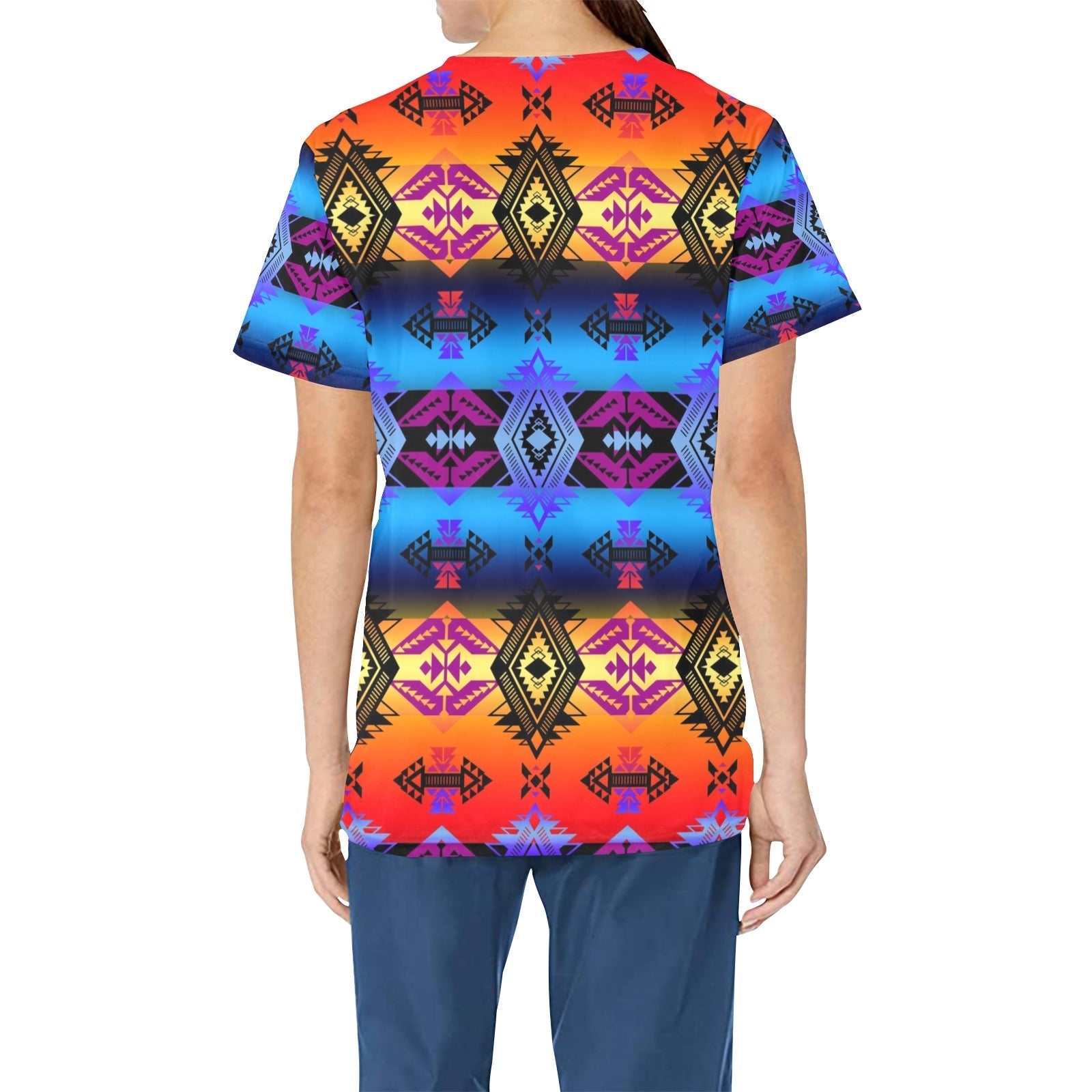 Sovereign Nation Sunset All Over Print Scrub Top Scrub Top e-joyer 