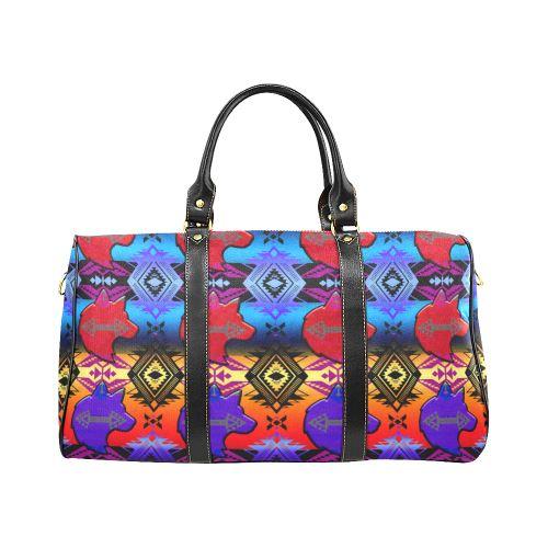 Sovereign Nation Sunset with Wolf Large Travel Bag by 49 Dzine