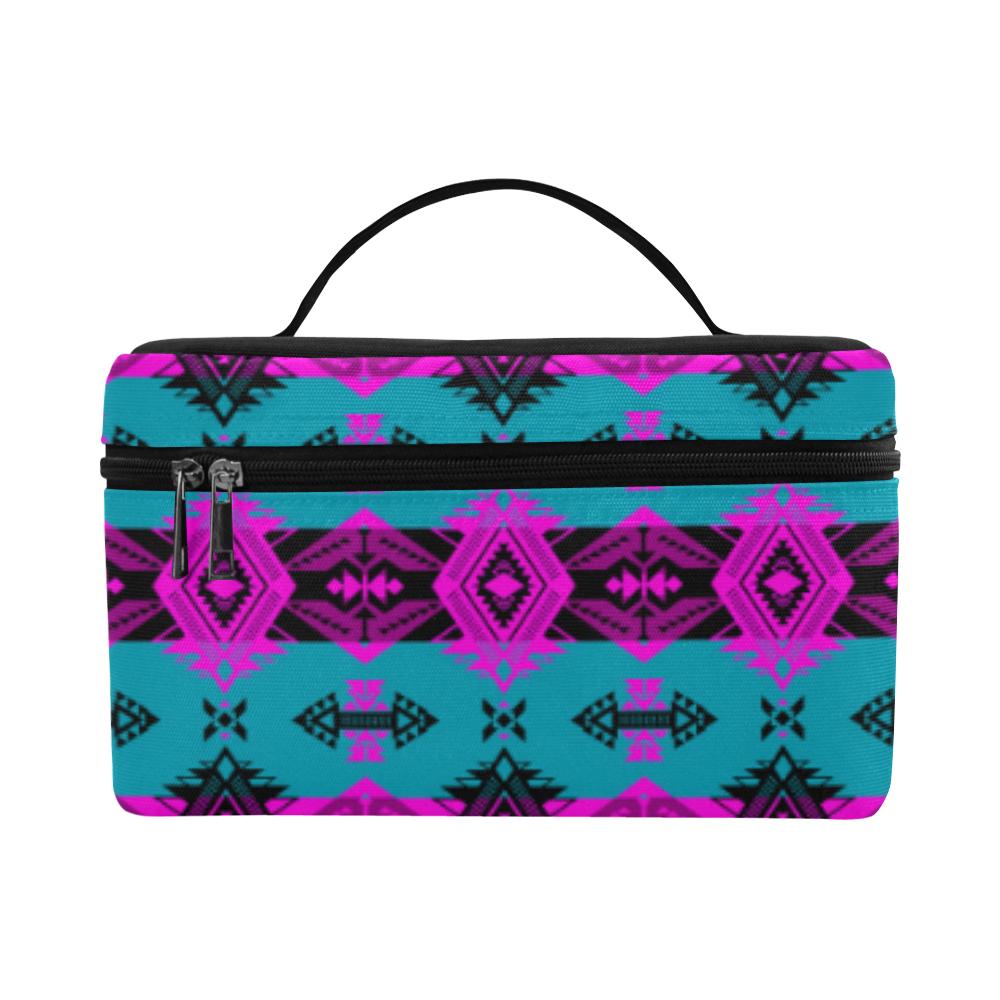 Sovereign Nation Teal and Pink Cosmetic Bag/Large (Model 1658) Cosmetic Bag e-joyer 